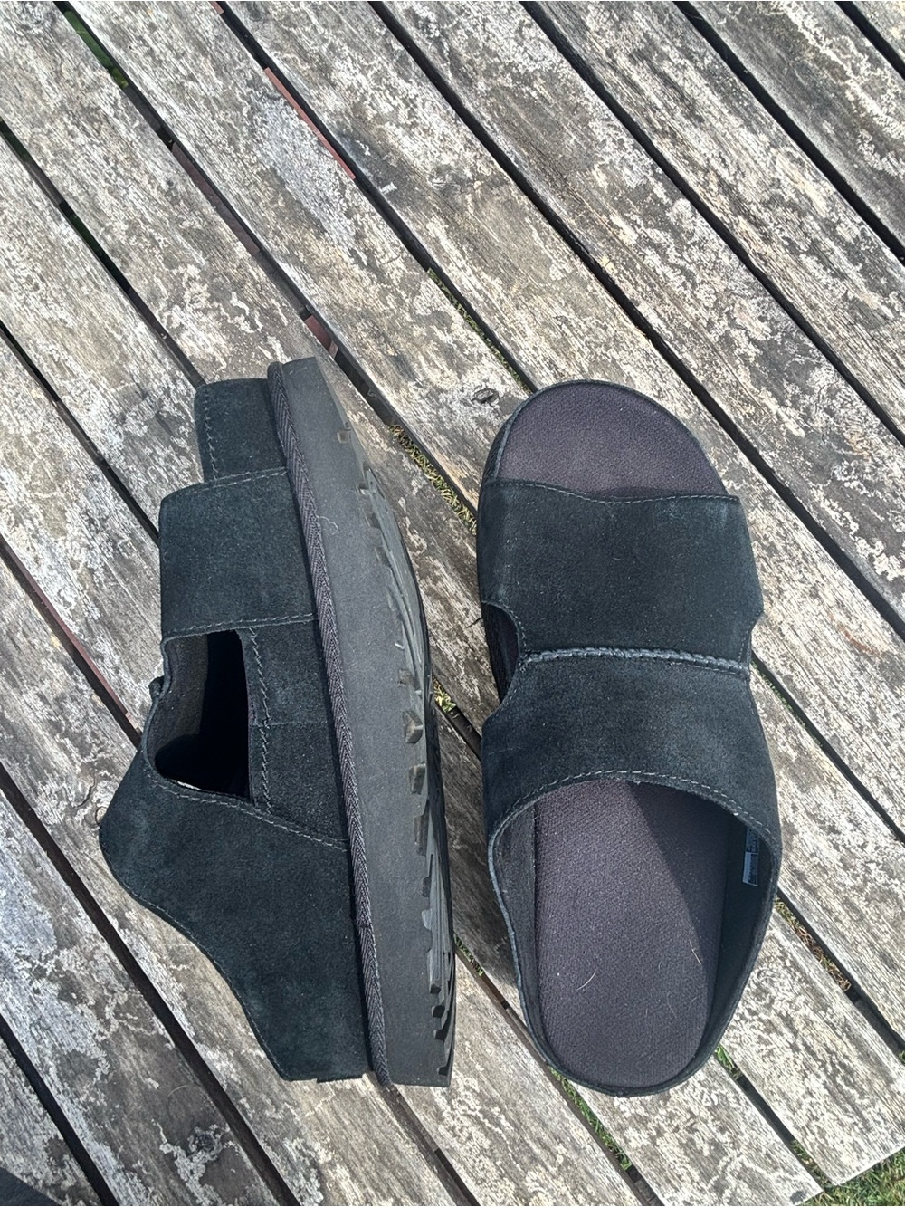 UGG women’s Black Suede Slide Sandals